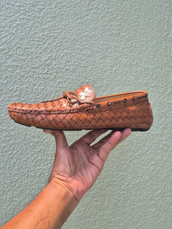 Trask (Italy) Men\'s Woven Genuine Leather Luxury Driving Loafers *VIBRAM SOLE*